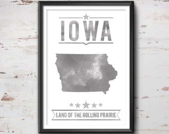 Iowa State Typography Print, Typography Poster, Iowa Poster, Iowa Art, Iowa Gift, Iowa Decor, Iowa Print, Iowa Love, Iowa State, Iowa Map