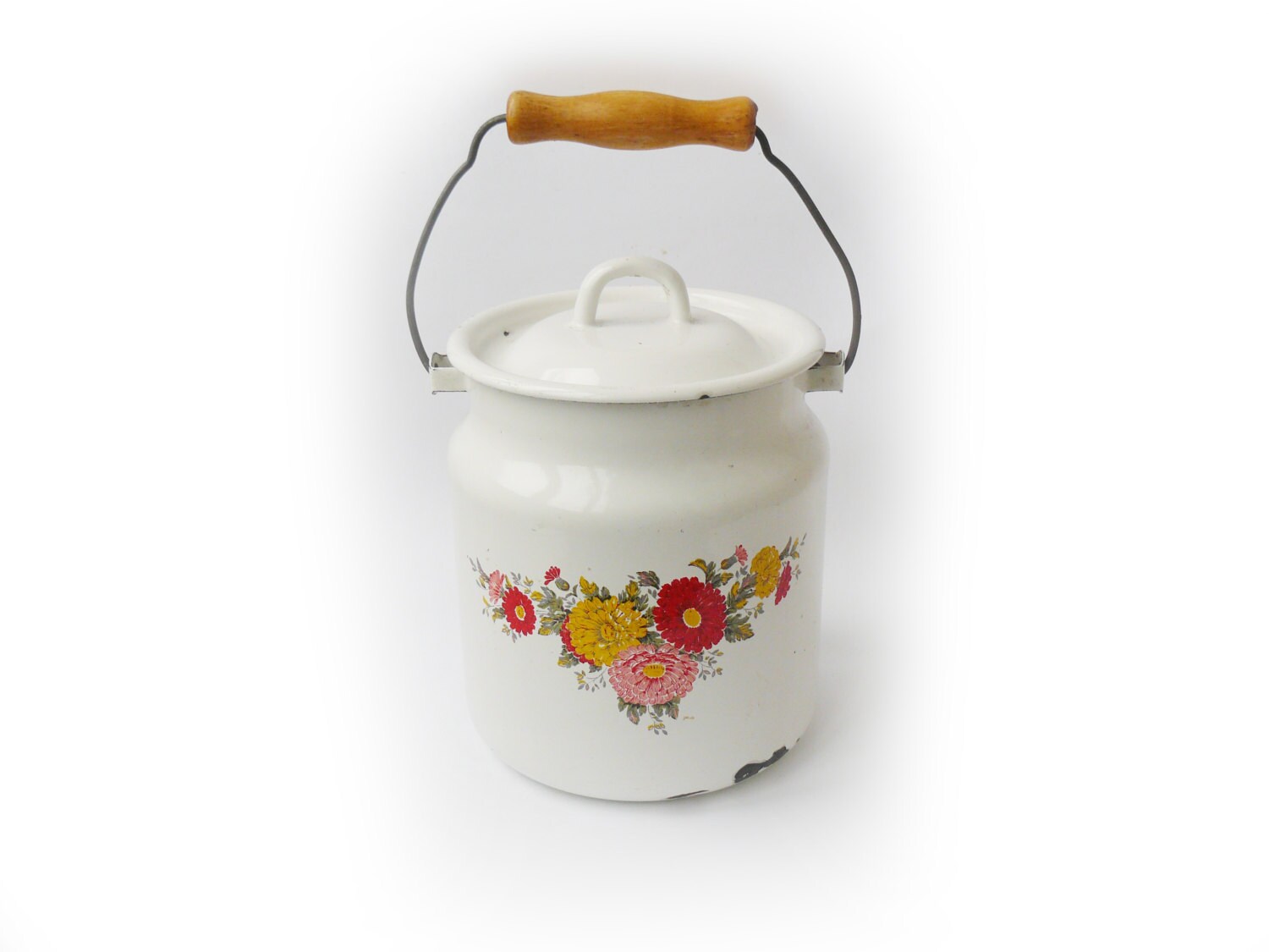 Vintage White enamel milk churn milk cans White milk can with