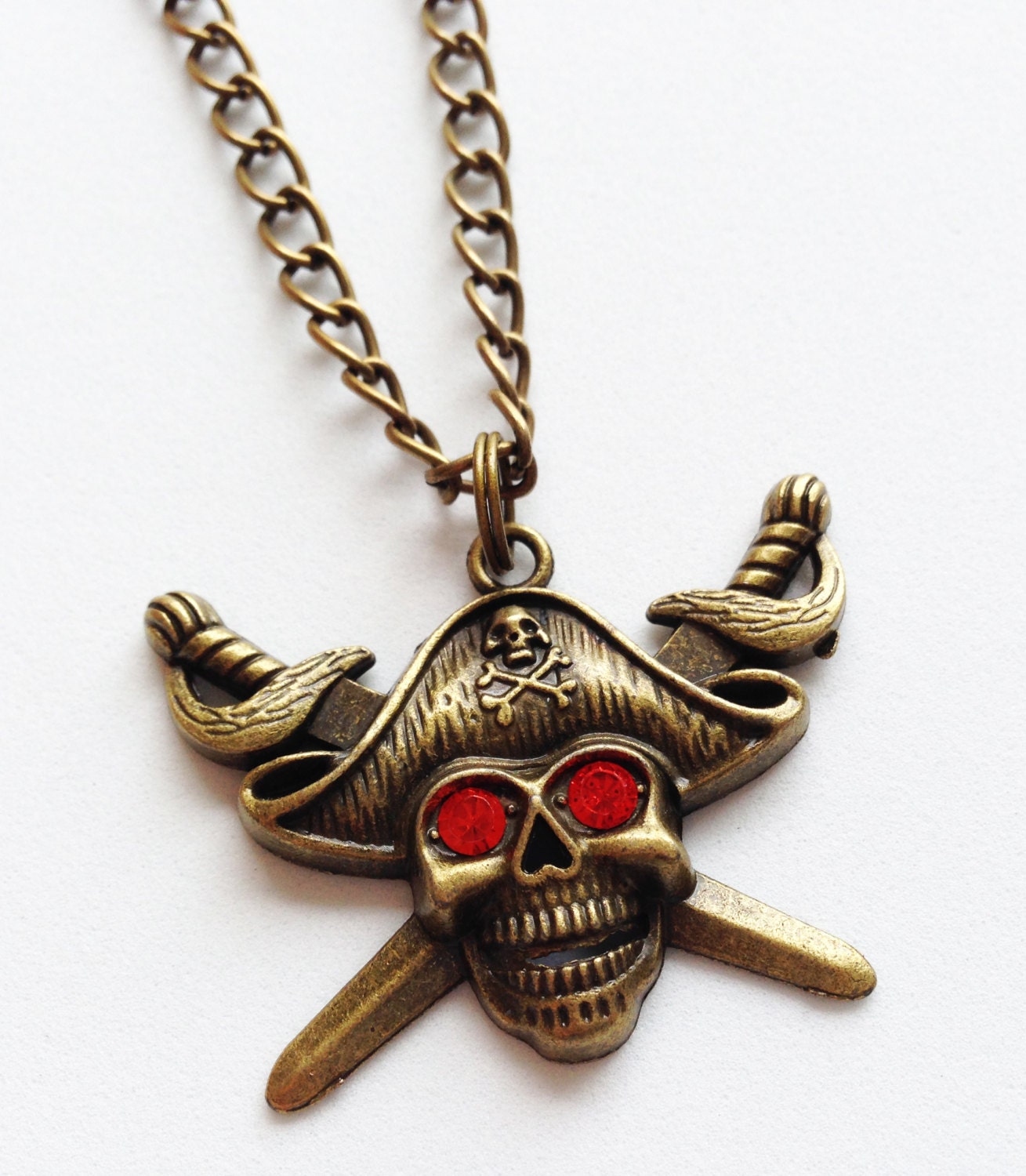 PIRATE Necklace Pirate Pendant Charm Chain Necklace 3D by ZAHUCZKI