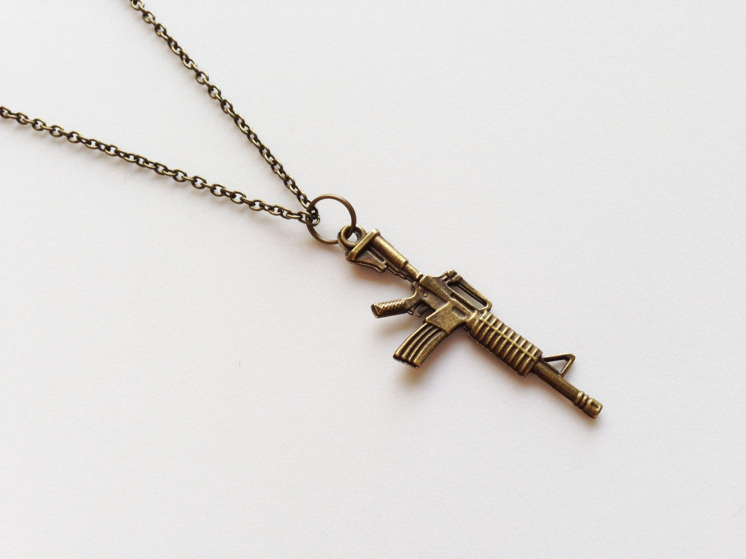 MACHINE GUN Necklace Weapon Pendant Charm Chain by ZHUaccessories
