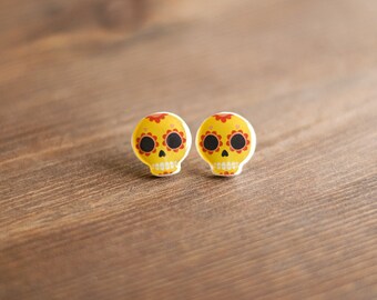 Skull Earrings, calavera, celebration of death, day of the dead, halloween, sugar skull