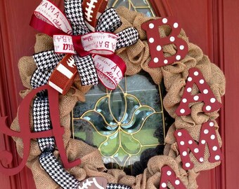 Alabama wreath. Roll tide wreath. Bama wreath. Alabama football decor. Football wreath. Alabama elephant wreath.