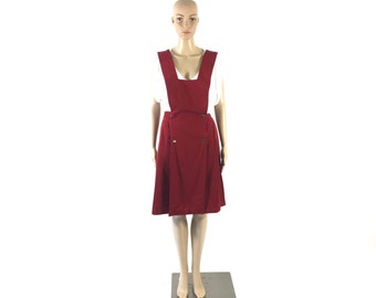 Vintage Red Wool Pleated Overall Skirt, size Small