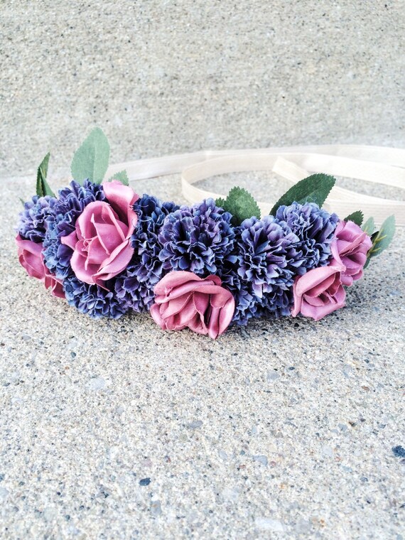 Items similar to SALE! Flower crown floral crown w/dusty purple