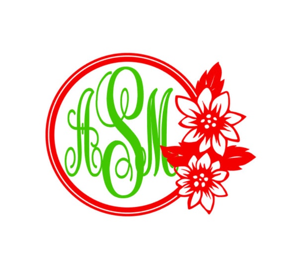 christmas poinsettia monogram vinyl decal custom car decal christmas poinsettia monogram vinyl decal custom car decal