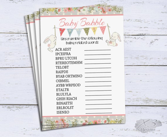 Baby Word Scramble Baby Babble Game Baby Shower Printable