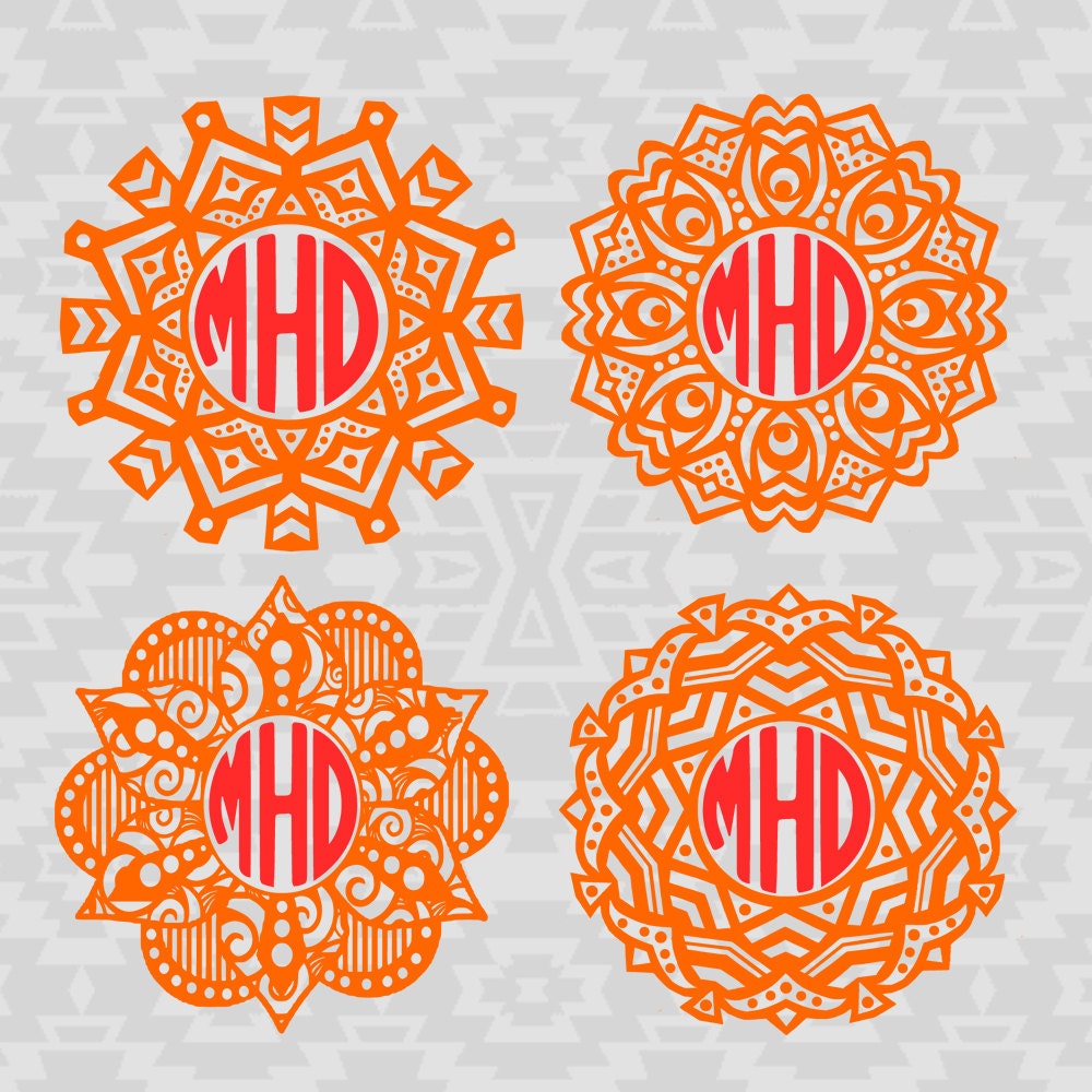 Download Flower Mandala monogram svg Circle monogram Frame svg