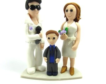 Wedding Cake Topper, Elvis, Personalised Bride and Groom and Children, Mr, Mrs, Custom Family Wedding