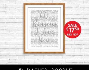Reasons I Love You - Reasons We Love You - 60 Reasons - Customized Printable Poster - Printable Sign - Birthday Anniversary - Digital