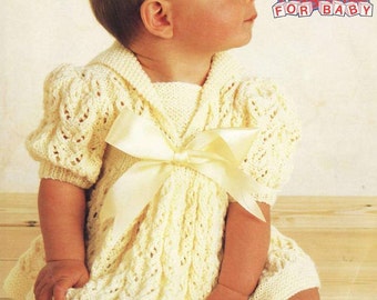 Baby Dress Knitting Pattern with Lace Yoke Meredith Baby