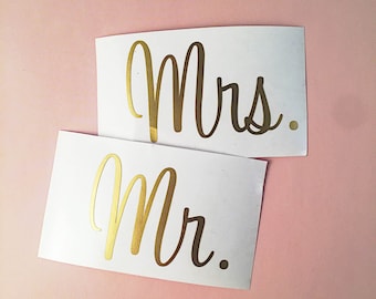 Mr & Mrs Decals, Wine Glass Decals, Wedding Decals, Wedding Stickers, Mr and Mrs Stickers, Mr and Mrs Wine Glass Decal, Champagne Decal