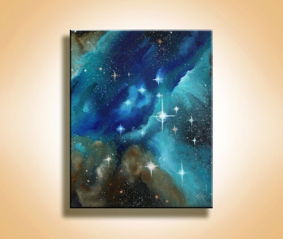 Original Painting Blue Galaxy Space Art Galaxy Art