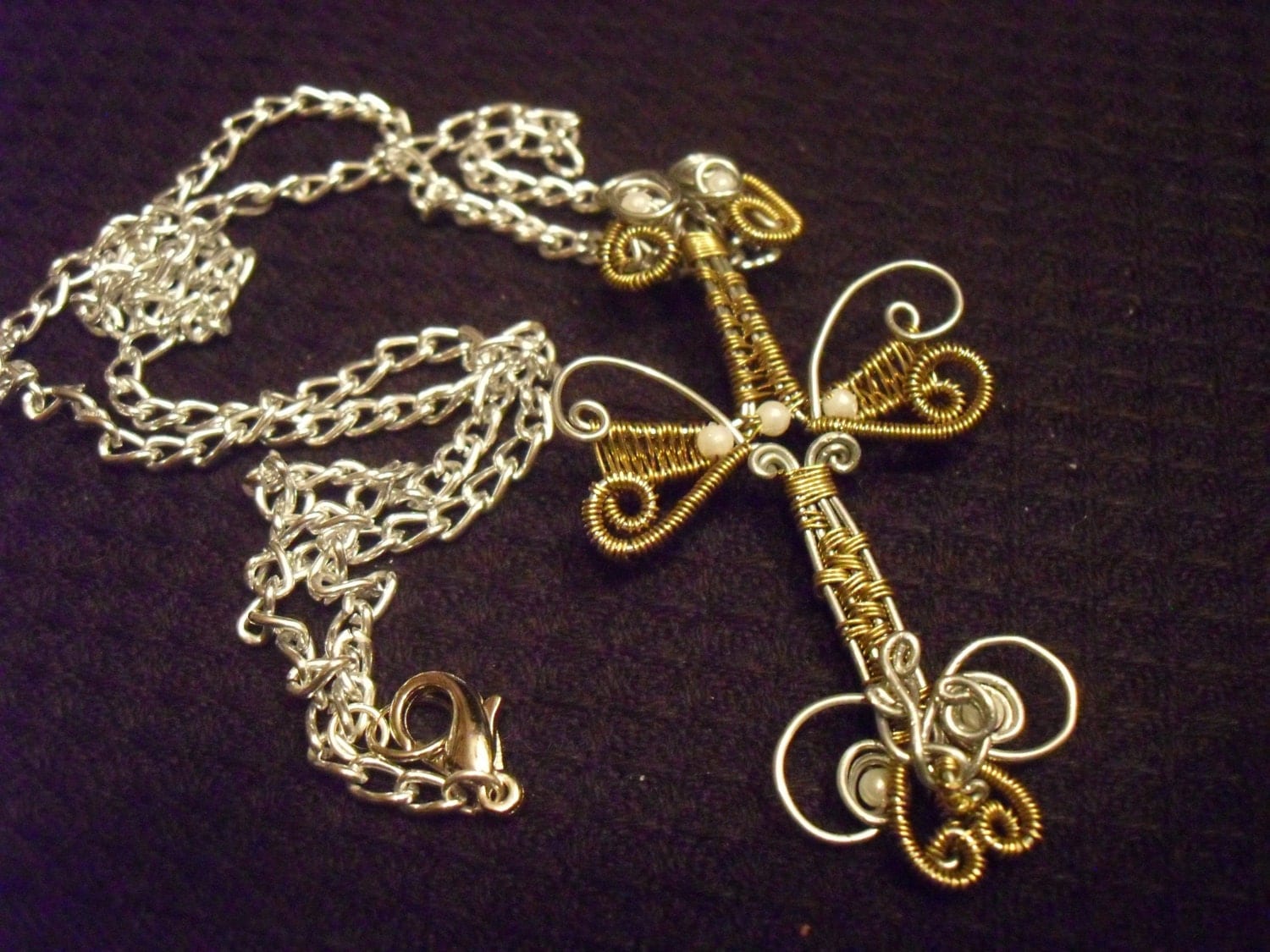 SOLD Wire Wrapped Cross Necklace with Small by NorthwoodsBeaders