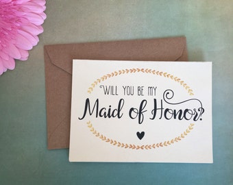 Will You Be My Maid of Honor Card, Maid of Honor Gift, Maid of Honor Proposal, Bridesmaid Card, Bridesmaid Proposal, Red Fern Studio