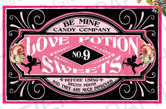 Download Love Potion No. 9 Vintage Valentine Sweets Label Digital