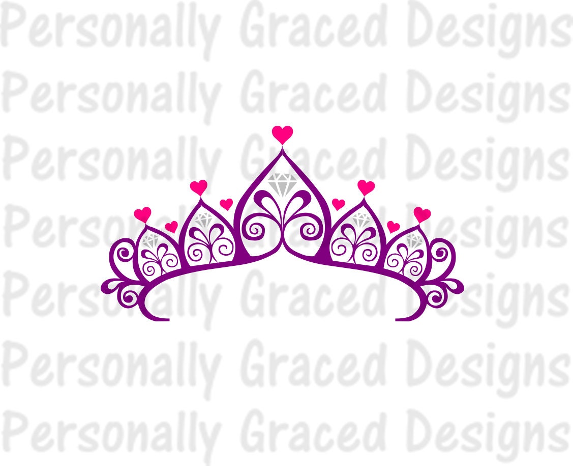 SVG DXF EPS Cut file Princess Diamond Heart Crown Taira