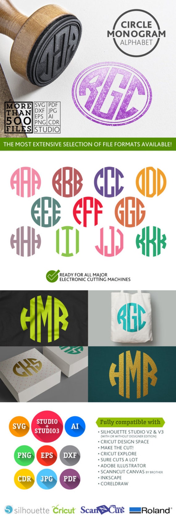Download Circle Monogram Font Cuttable Alphabet SVG DXF Eps by ...