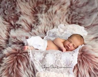 Faux Fur Newborn Photo Prop Mongolian Basket Filler