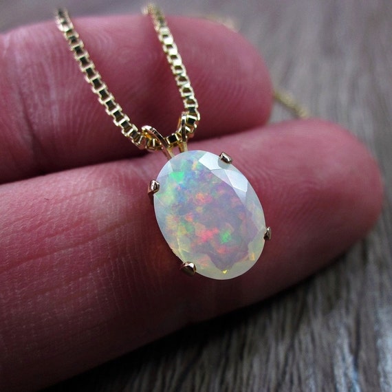Opal Necklace Rainbow Opal Wedding Jewelry Opal Pendant