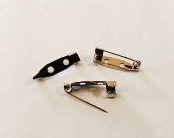 10 silver brooch backs Bar pins Back bars Pin backs Brooch pins Brooch bases Brooch making supplies Brooch Findings B16883 Jewelry supplies