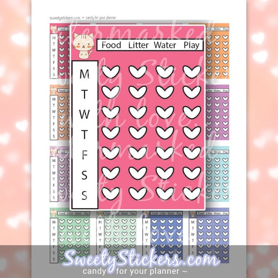 pet cat tracking sidebar printable planner stickers for erin condren happy planner pet cat tracking sidebar printable planner stickers for erin condren happy planner