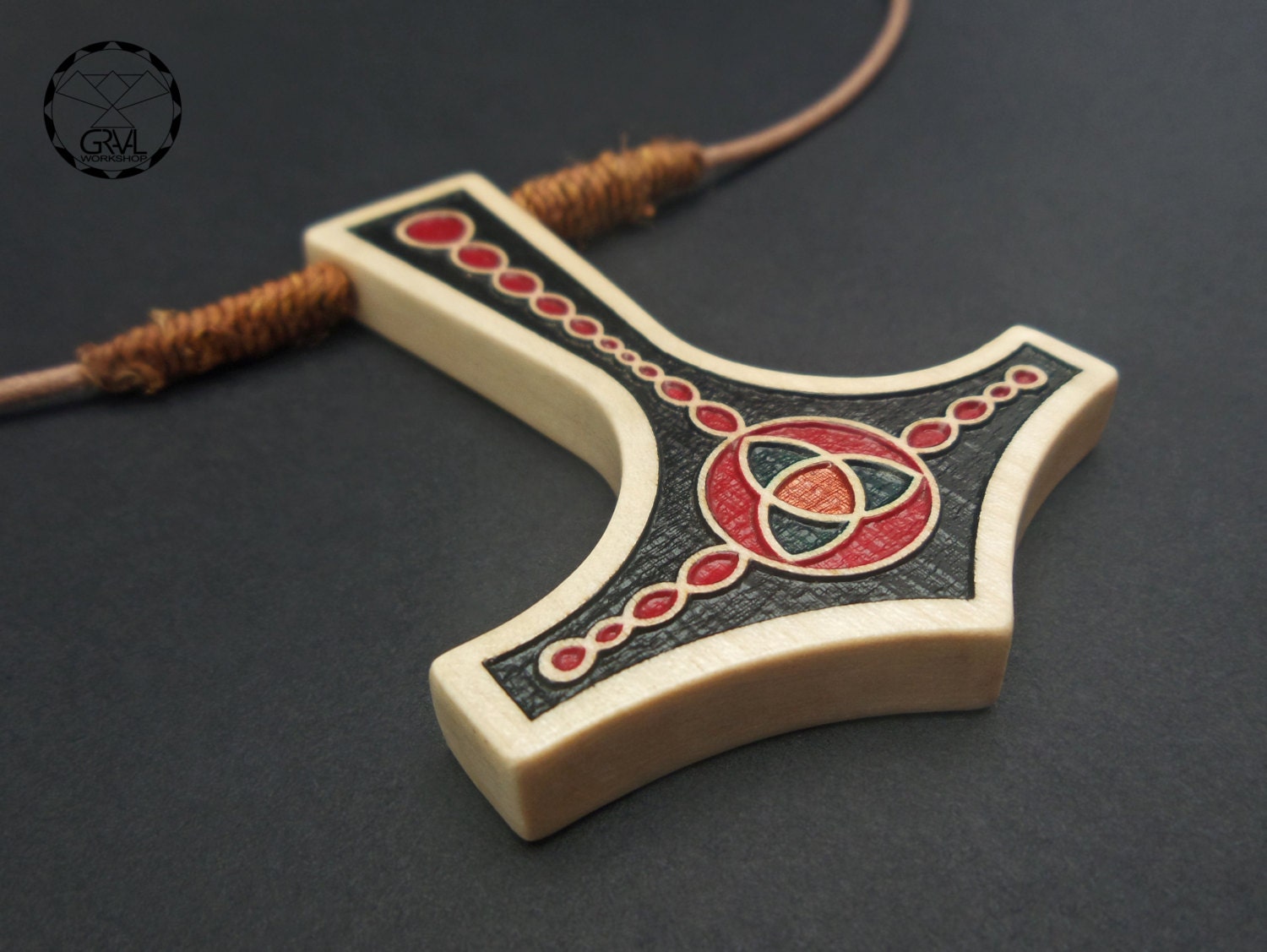 Mjolnir Thor's Hammer Black Necklace Pendant made in