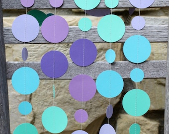 mermaid party, mermaid garland, Little Mermaid, fairy party, peacock decor, pool party, bubble decor, beach party, rain shower, ocean decor