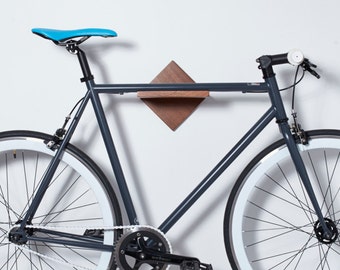 Bike Rack Bike Shelf - Wall Mount / *Burnside* / Mahogany or Maple Wood Bicycle Rack / Modern Minimalist Simple Bike Storage
