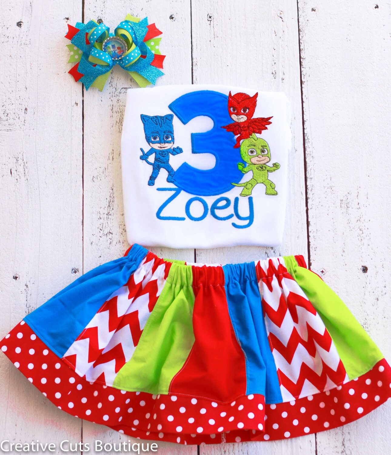 PJ Catboy Gekko Owlette masks birthday shirt birthday outfit