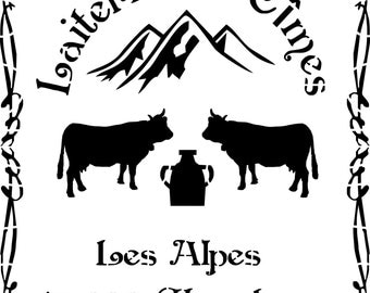 PochoirFrench touch stencil "Laiterie des cimes" deco, mountain, chalet