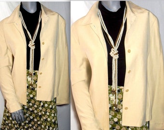 Jones New York NY Button Down beige/cream Safari Shoulder Pads Blazer 10