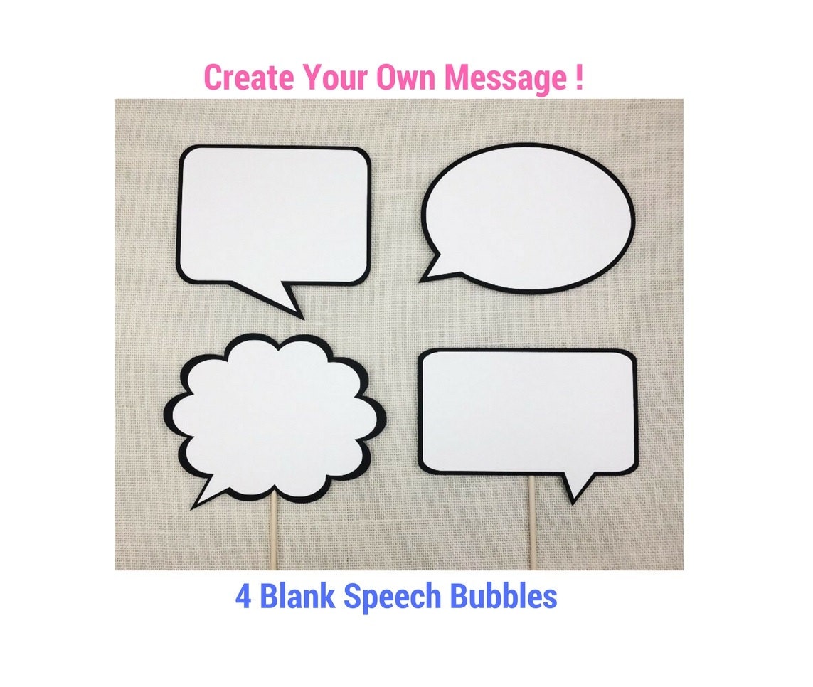 Blank Cardstock Speech Bubble Props / Write Your Own Message