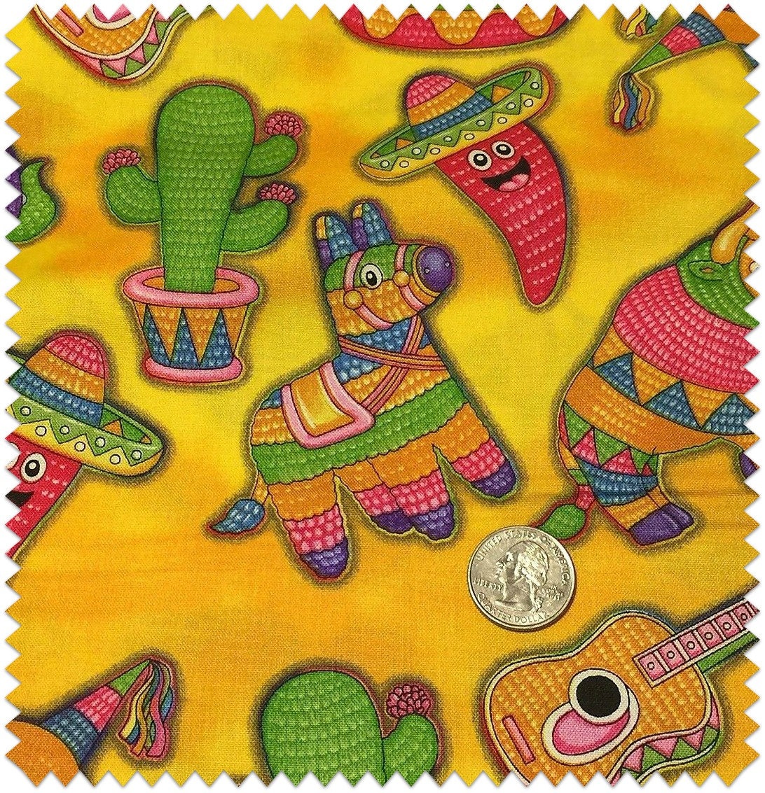 Mexican Fabric Fiesta Fabric tela mexicana Cinco de Mayo