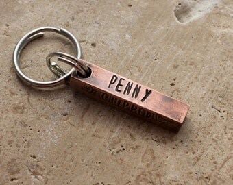 Copper Bar Dog Tag - Pet ID Tag - Dog Tag - Dog Name Tag - Personalized ID - Custom Dog Collar Tag - Puppy Name Tag - Four Sided Tag - Penny