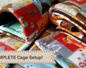 Fleece Cage Liner Set; C&C Cage Liner with UHaul; Complete Cage Set for Guinea Pigs, Hedgehogs, Rabbits, and Small Animals