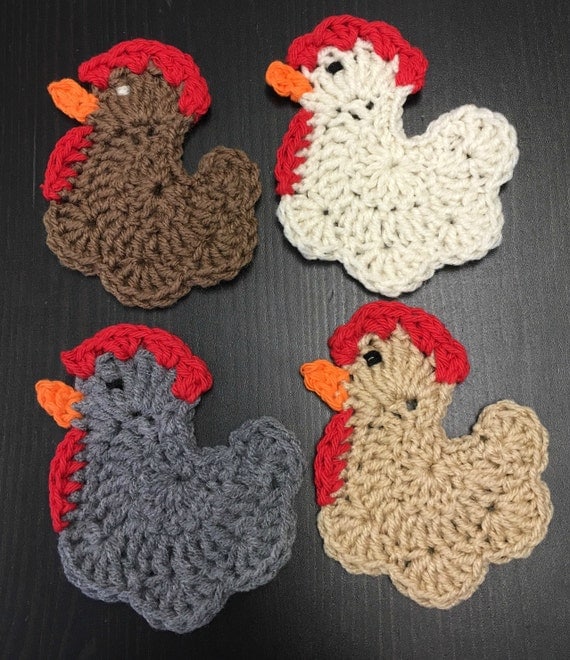 Crochet Chicken Coasters hand made by PhotoArtAndCrafts on Etsy