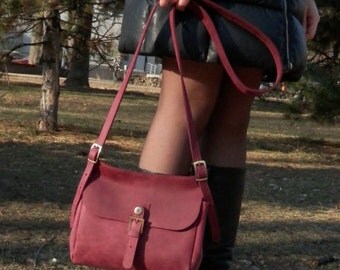 Leather purse, Handmade claret purse, Handicraft Shoulder bag, Crossbody bag, Messenger bag,Bordeaux leather bag, Leather bag for women