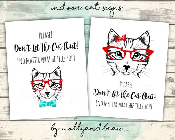 Don't Let the Cat Out Printable Cat Sign Cat Lady House