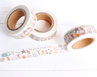 Beach Life Washi Tape. 15mm x 10m. Summer Washi Tape. Beach Themed Planner. Summer Planner Supplies. Beach Themed Washi. Beach Party