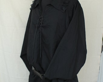 Men's Renaissance Shirt, Men's Pirate Shirt,Victorian Shirt ,Black Cotton Shirt
