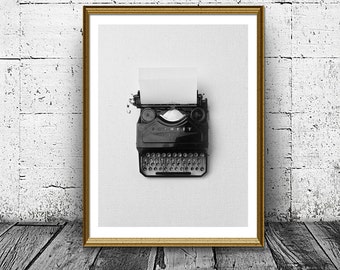 Typewriter Print, Writer Print, Abstract Print, Black White Print, Wall Art, Printable, Home Decor, Last Minute Housewarming gift
