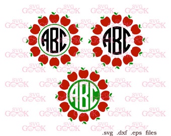 Apple SVG cut files, Teacher SVG cut files, Apple Monogram frame svg cut files for Silhouette, Cricut and other Vinyl Cutters, digital file