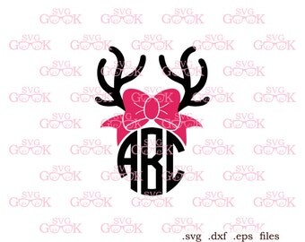 Antlers SVG cut files, Antler Monogram svg cut files, Bow svg cut files Silhouette and Cricut, svg files