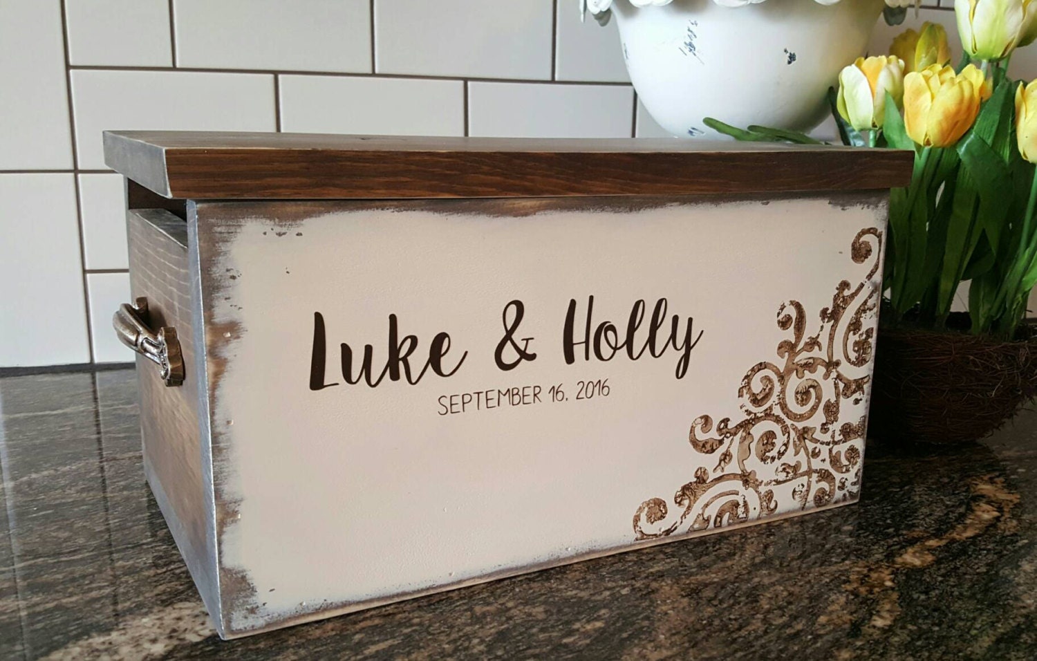 Wedding Card Box Rustic Card Box Wedding Card Box with Lock