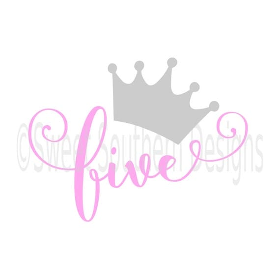 Download Five Fifth Birthday Princess SVG instant download design for