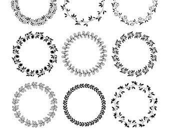 Download Leaf wreath svg - laurel wreaths clipart digital download ...