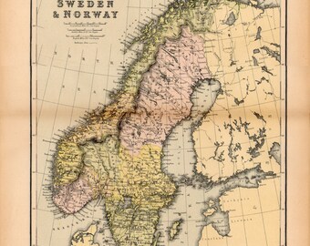 Map of sweden | Etsy