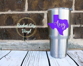Texas Monogram Yeti, Yeti Monogram, Personalized Yeti, Name State Yeti, Custom Name Decal for Yeti, Custom Decal, Texas Decal