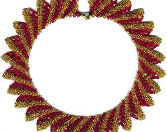Beginner pattern seed beaded Royal necklace instructions beading netting stitch design tutorial beading pattern beadwork seed beads gothic
