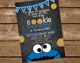 Cookie Monster Birthday Invite, Cookie Monster Invitation, Cookie Monster First Birthday Invitation, Cookie Monster is turning one invite